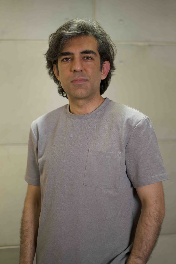 Portrait of Arzhang Mahajan, Iranian contemporary sculptor, philosopher of art, and co-founder of Mehrang Art Studio.