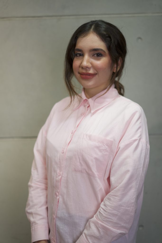 Portrait of Mehraneh Jafari, Iranian visual artist, researcher, and co-founder of Mehrang Art Studio